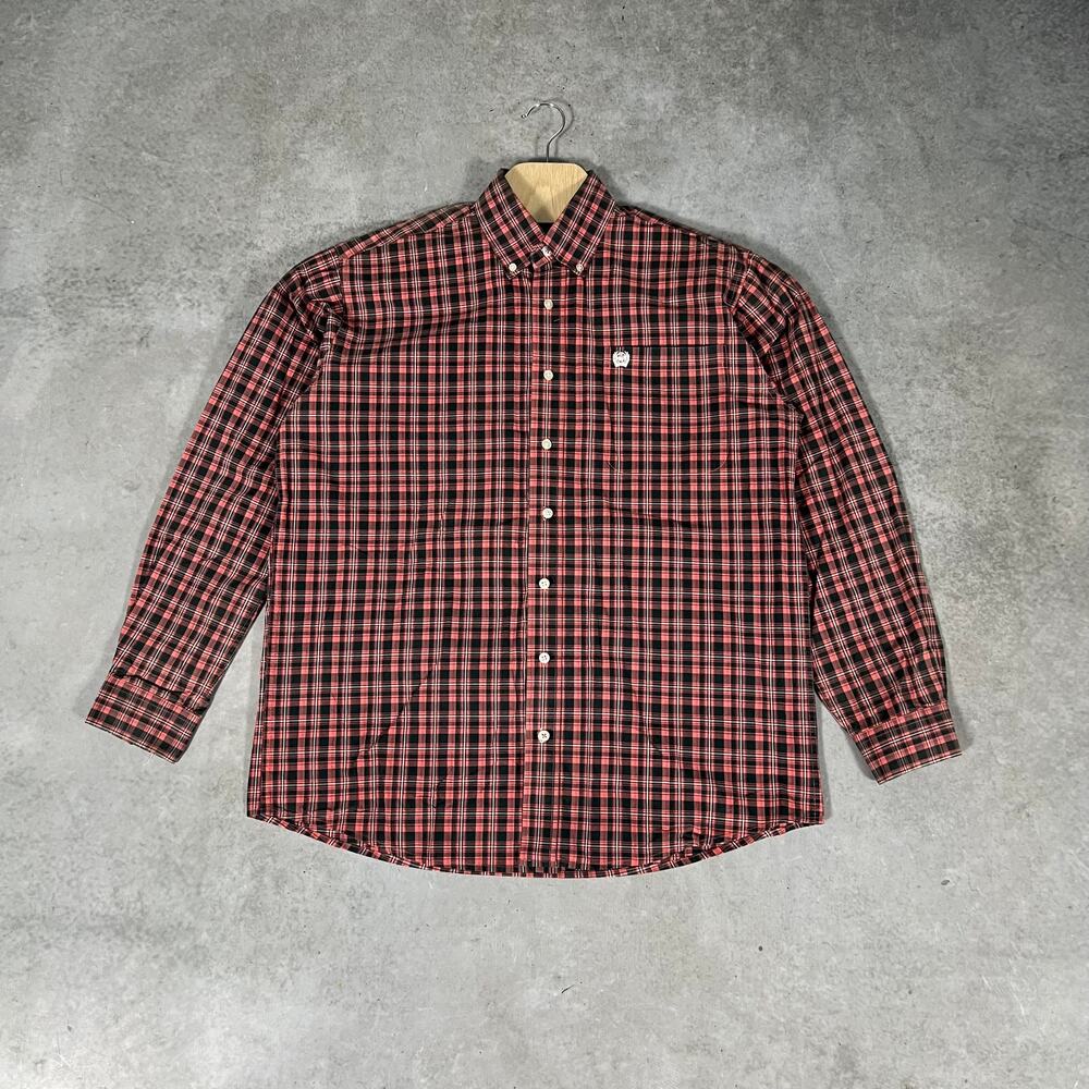 Cinch Button Down Salmon & Black Western Long Sleeve Shirt Men’s Size Small